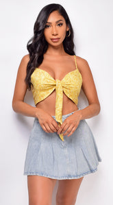 Kristen Yellow Floral Front Tie Top